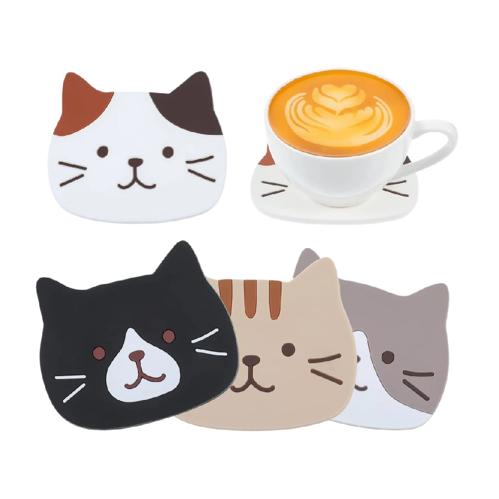 Sous-verres en silicone en forme de chat pour café - 10 x 10 x 1